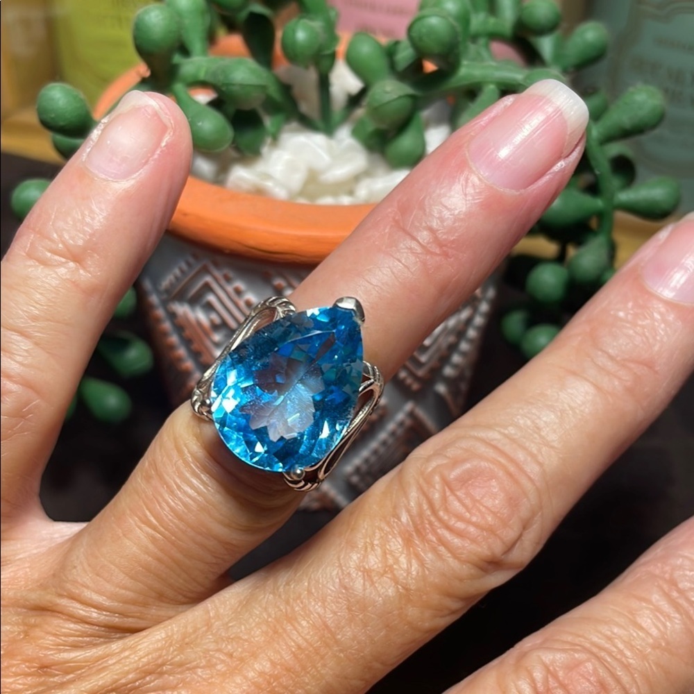 ☑️☑️1/30 or 2/40☑️☑️Silver Blue Gemstone Ring with Classic Design -6 - Picture 3 of 7